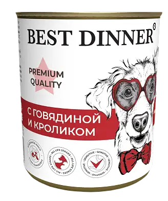Best Dinner Premium Меню №3 консервы для собак и щенков с говядиной и кроликом
