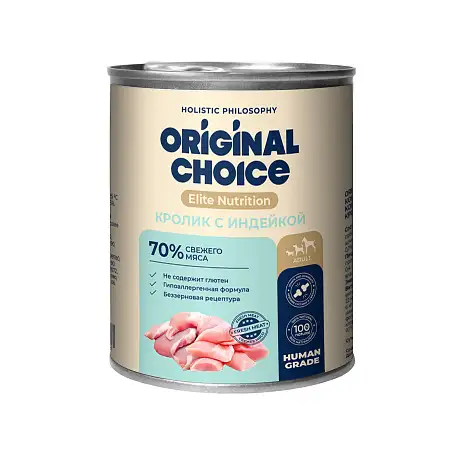 Купить original choice elite nutrition adult консервы для собак кролик с индейкой