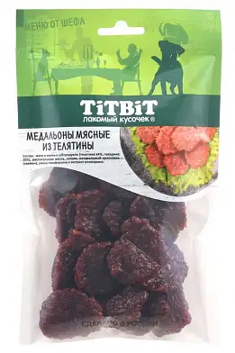 TiTBiT лакомство для собак Медальоны мясные из телятины Меню от Шефа