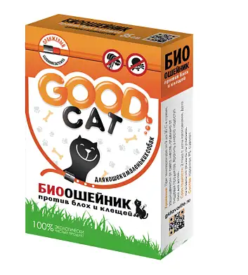 GOOD CAT антипаразитный биоошейник для кошек оранжевый