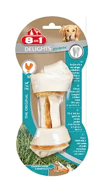 8in1 DENTAL DELIGHTS M лакомство для собак средних и крупных пород косточка с куриным мясом и минералами