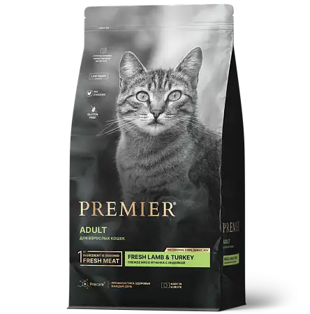 Купить premier сухой корм для взрослых кошек с ягненком и индейкой