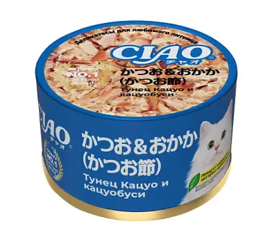 Inaba Консервы для кошек CIAO can Тунец Кацуо и кацуобуси